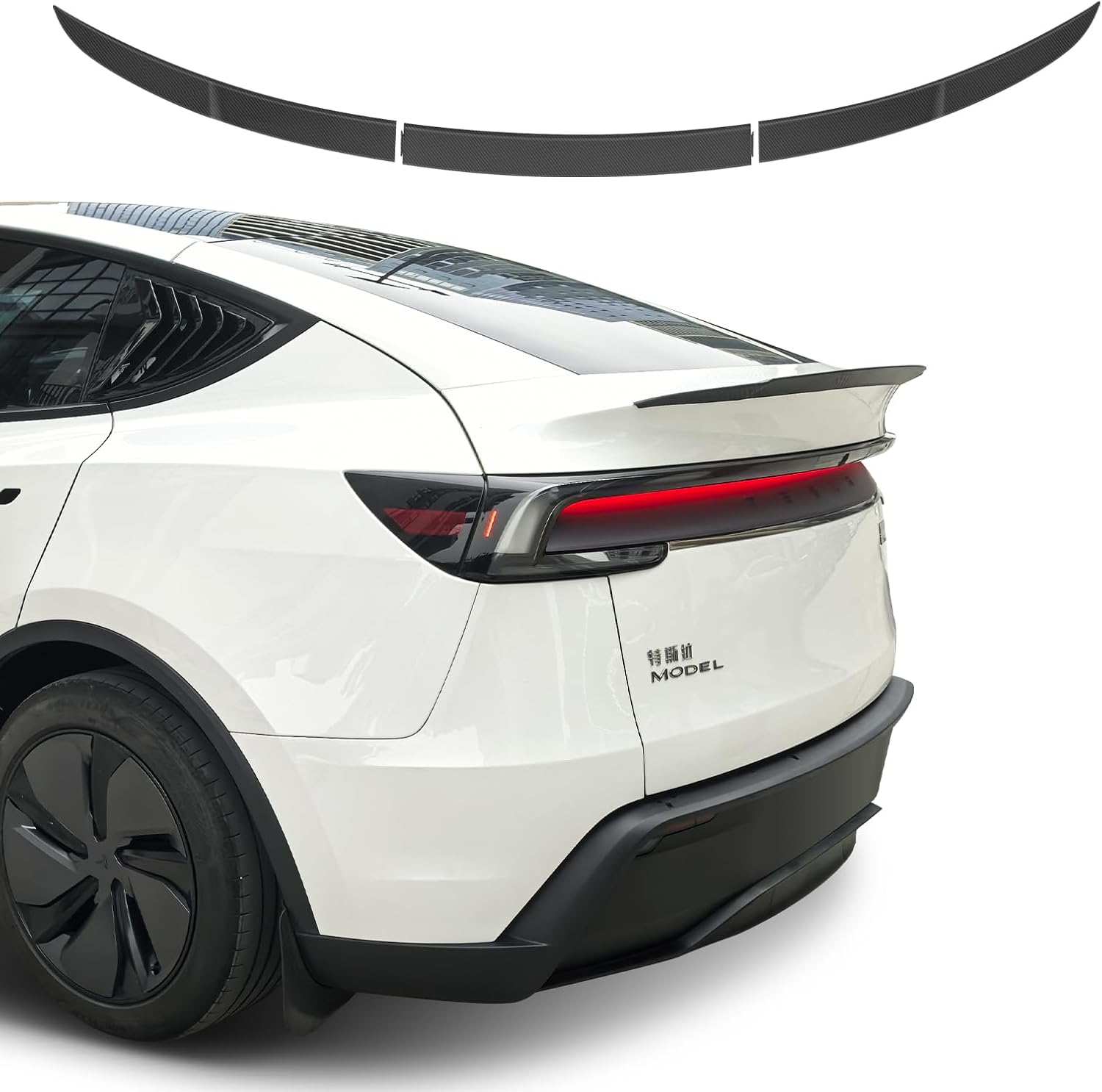 Spoiler for Tesla Model Y Juniper 2025-2026,Segmented Rear Spoiler Wing,OEM Rear Trunk Lip,2026 Model Y Accessories (ABS Material-Matte Carbon Fiber Pattern)