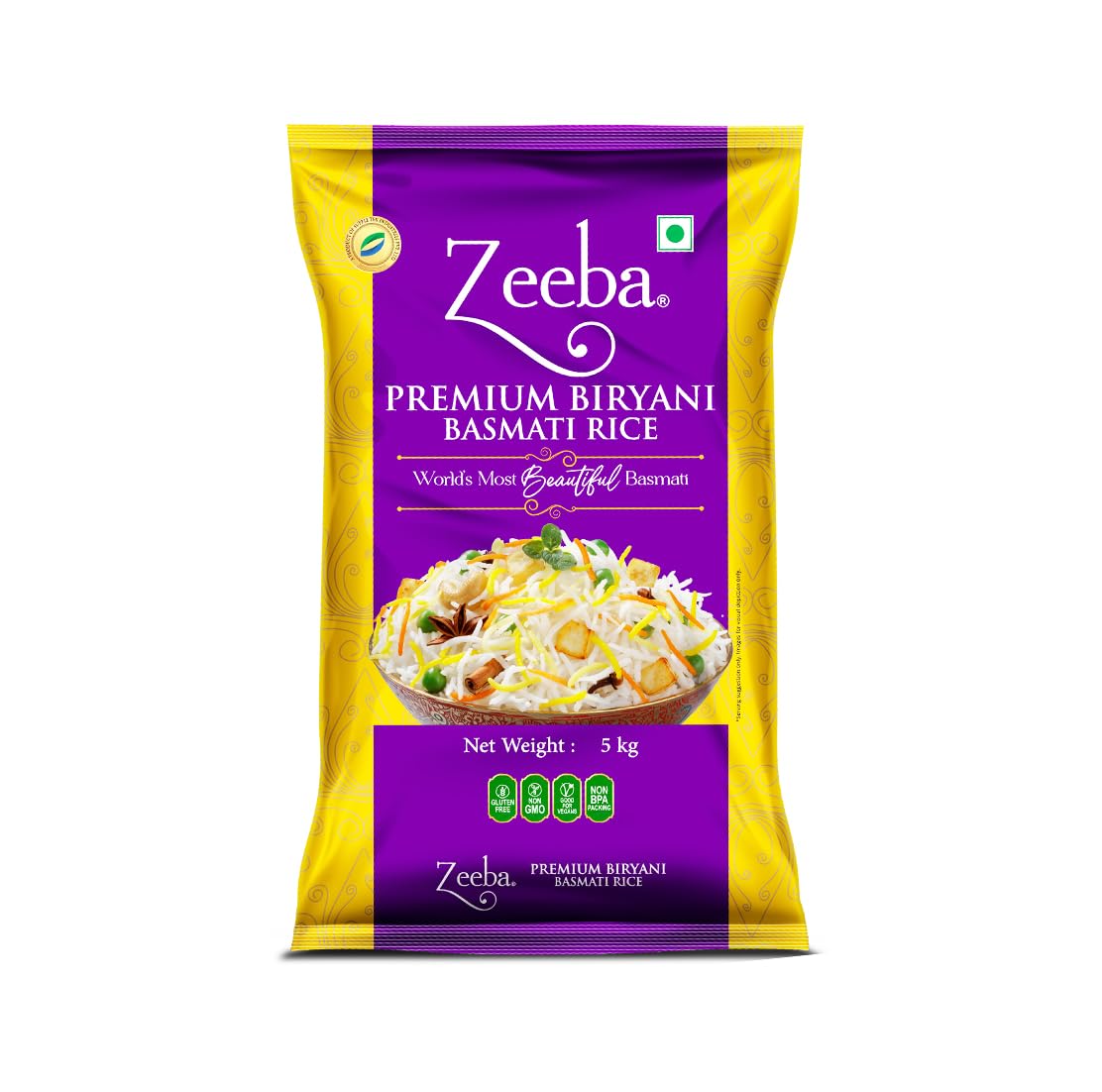Zeeba Premium Biryani Rice 5 Kg, Chef's Choice, Restaurant Style