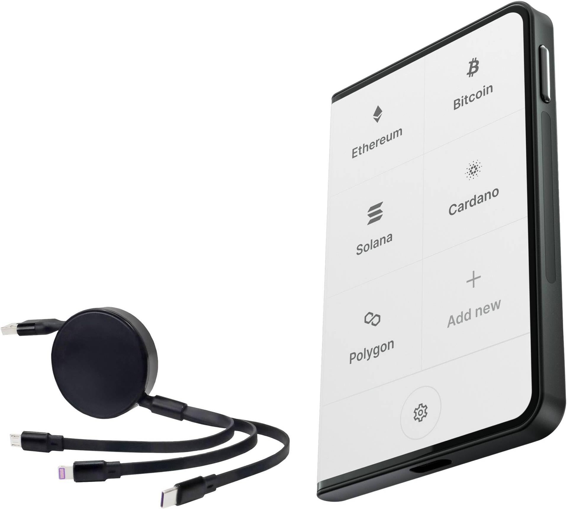 BoxWave Cable Compatible with Ledger STAX - AllCharge PD miniSync (100W), Retractable High-Speed Charging Portable USB Cable - Jet Black