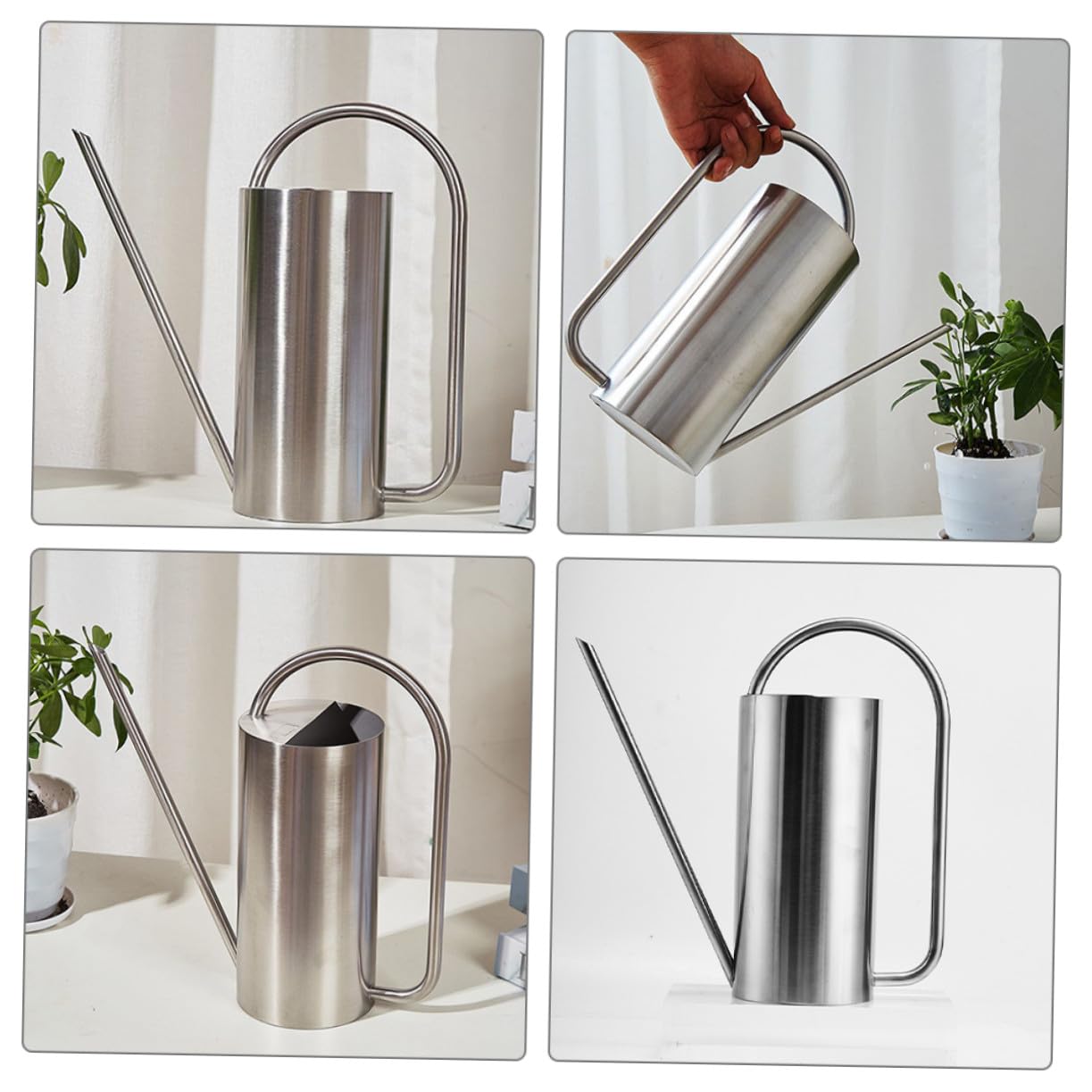 Gießkanne Stabile und Leicht zu Greifende 1,5l mit Langem Ausguss Edelstahl Pflanzengießkanne für Zimmerpflanzen und Gartenbewässerung