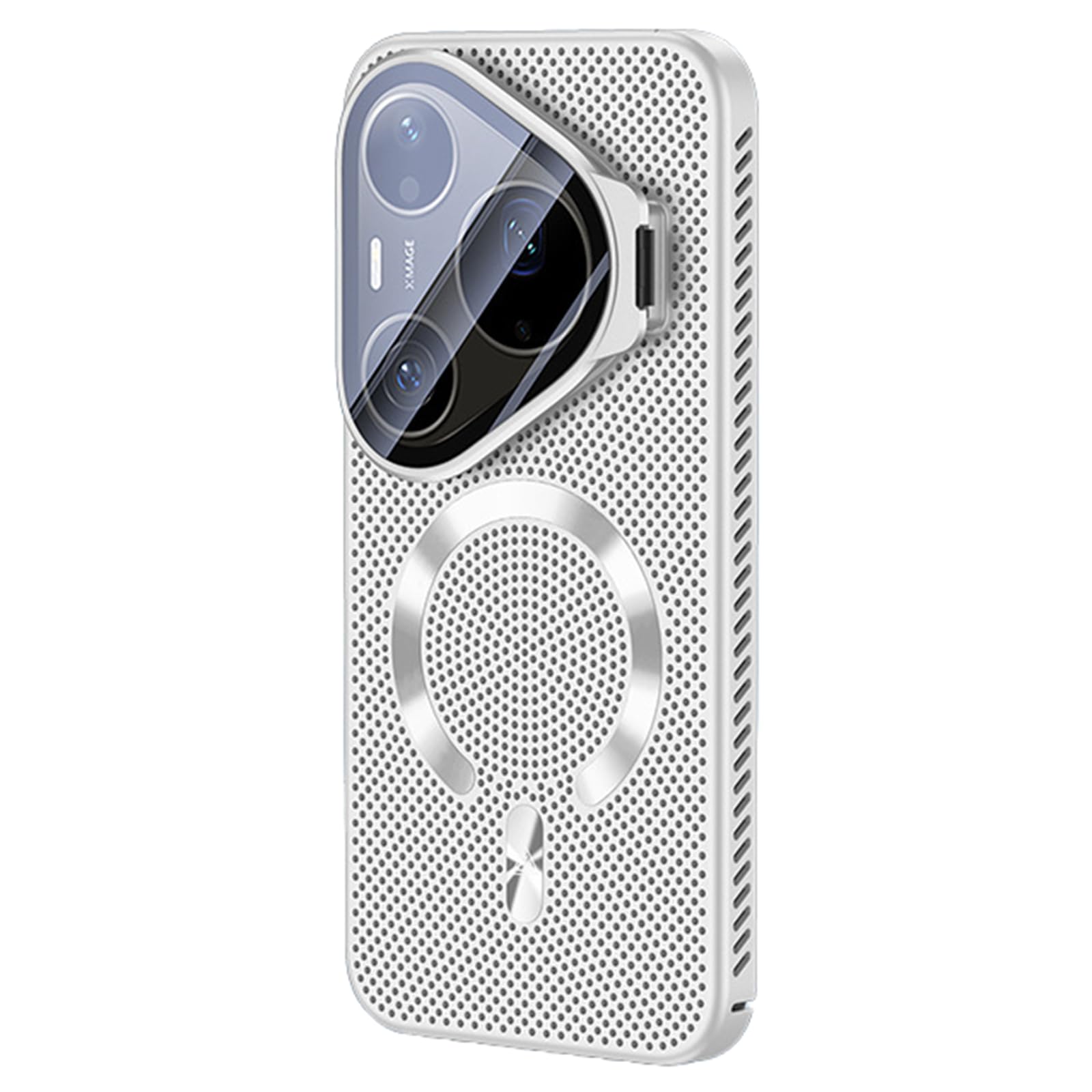 Mfaoshi White Magnetic Case For Huawei Pura 90 Pro Max/90 Pro, Frosted Heat Dissipation Phone Case All-Inclusive Lens Protection Kickstand Cover,,90 Pro