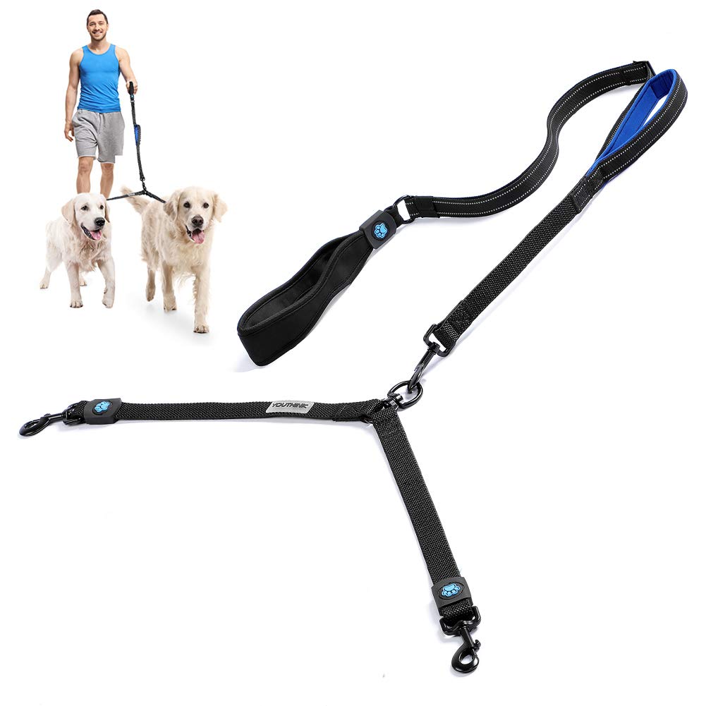 YOUTHINK Double Dog Leash, 360°Swivel No Tangle Dog Leash with