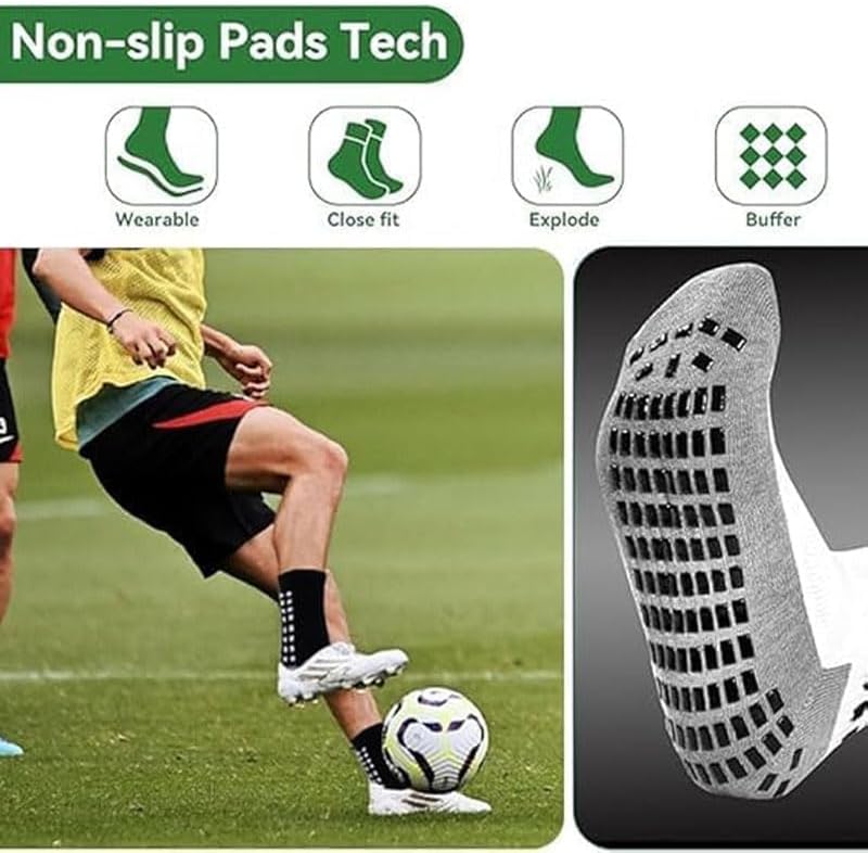 4/6 Pairs Grip Soccer Socks Anti Slip Non Slip Men's Athletic Socks for Football Basketball Sports - Image 2