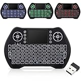 Wireless Keyboard with Backlight,Mini Remote Keyboard with LED Backlit 2.4GHz Portable Rechargable Keyboard with Touchpad Mouse for Android TV Box,PC,PAD,Xbox