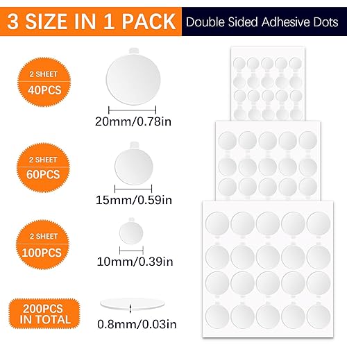 Miniatura 2 de Juego de puntos adhesivos de doble cara con mango para despegar, 3 tipos de masilla adhesiva transparente extraíble, impermeable, sin daños,