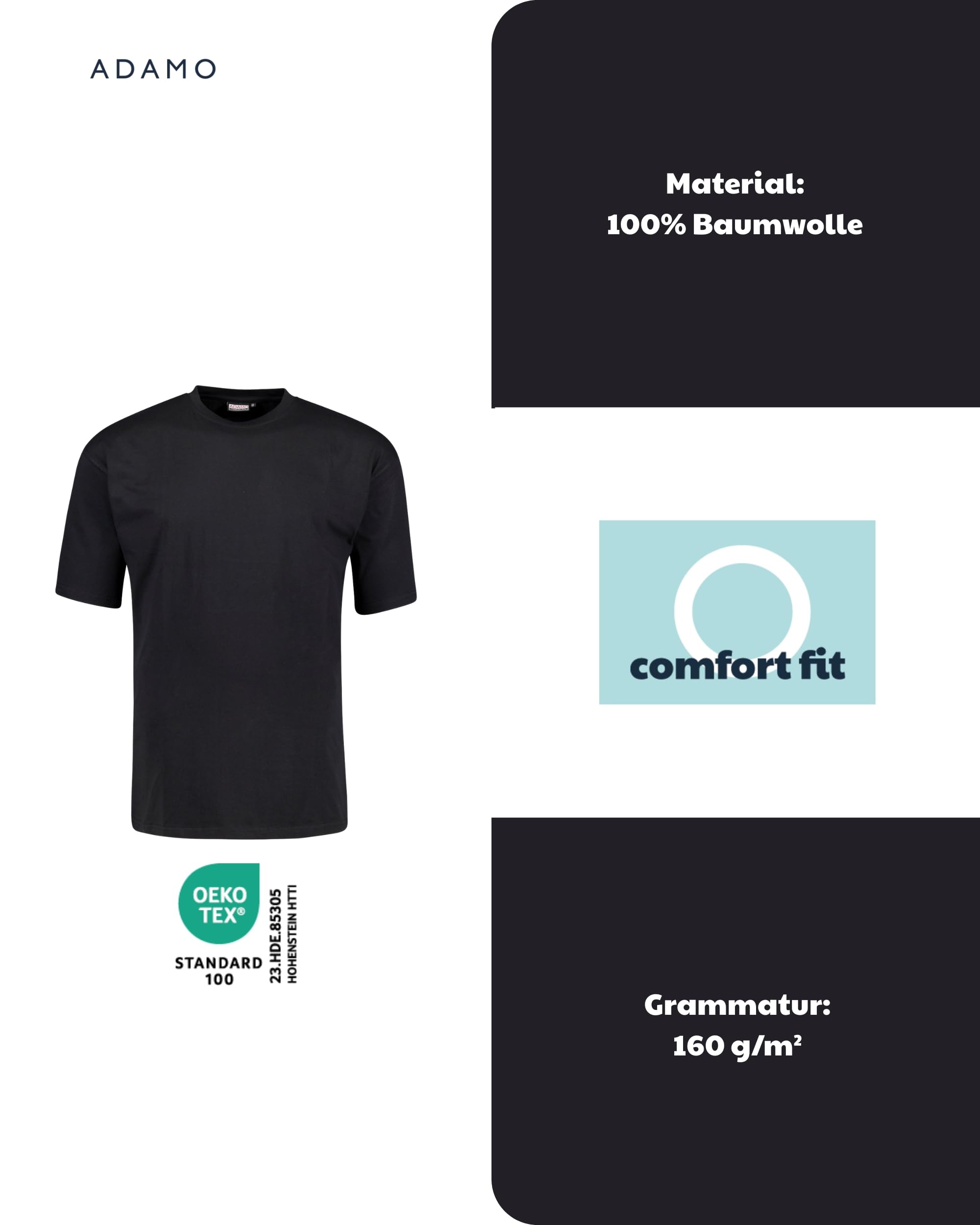 ADAMO Weißes XXL T-Shirt Doppelpack bis 12XL