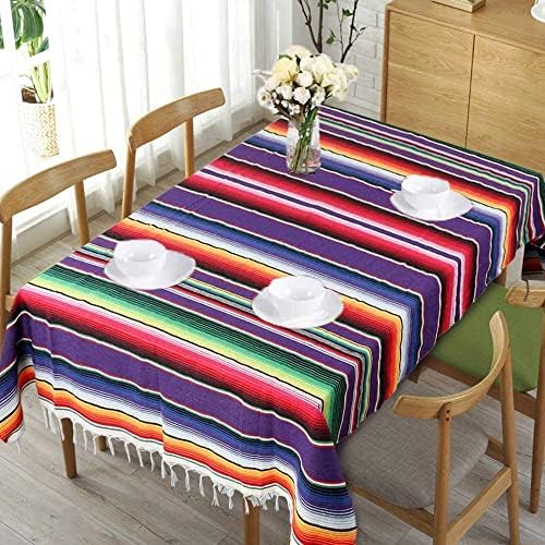 Tiamu Mexican Striped Color Table Runners for Party Wedding, Serape Blanket Tablecloth, Outdoor Picnics Dining Table Cover with, Beach Shawl, Table Runner for Wedding Fiesta(150x200cm)