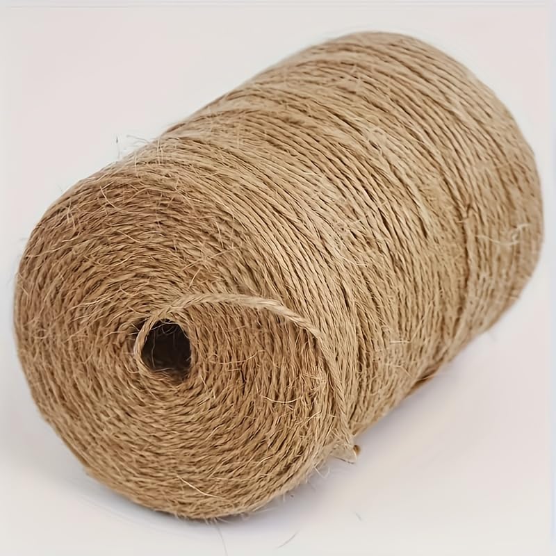 Natural Jute Rope, Heavy Duty 3 Strand Twisted Craft Twine for Cat Scratching Post Repair, Gardening, Bundling, DIY Crafts