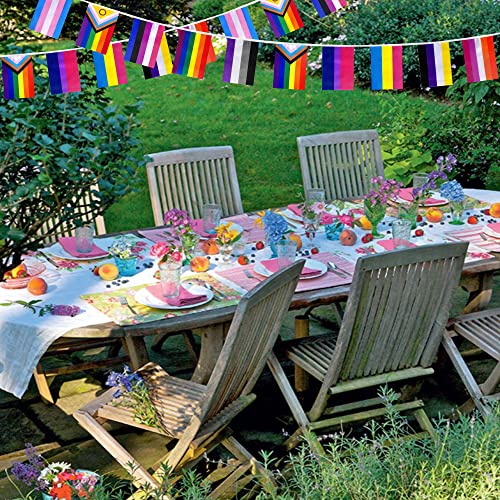 Lovevc 2 Packs Progress Rainbow Gay Pride Flag Banner String Lgbtq Inclusive Bunting Flags,66 Feet 60 Flags #TOP5