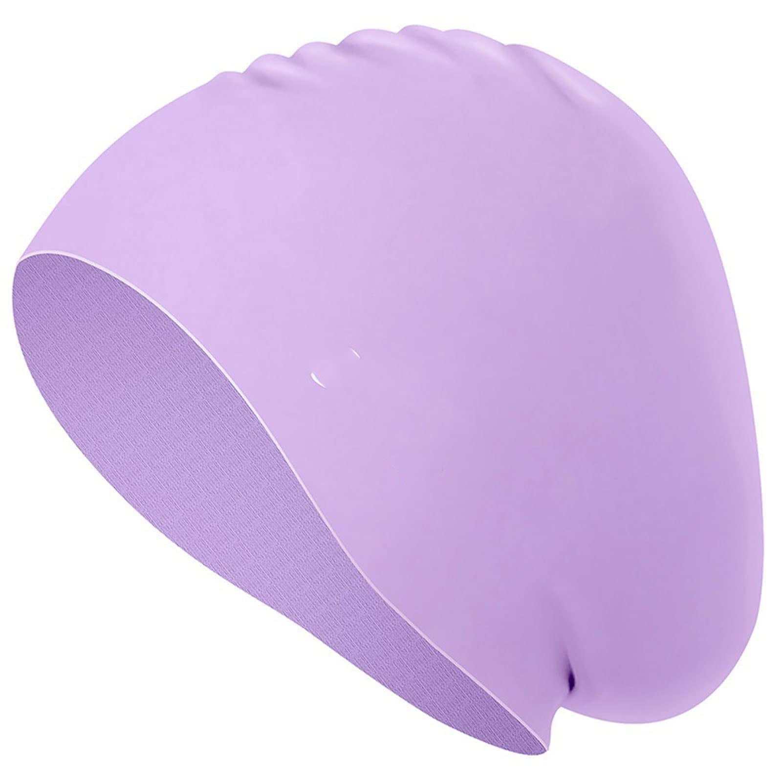 Bonnet de bain élastique en silicone imperméable pour protéger les oreilles et les cheveux longs - Bonnet de piscine pur - Pour homme et femme - Violet