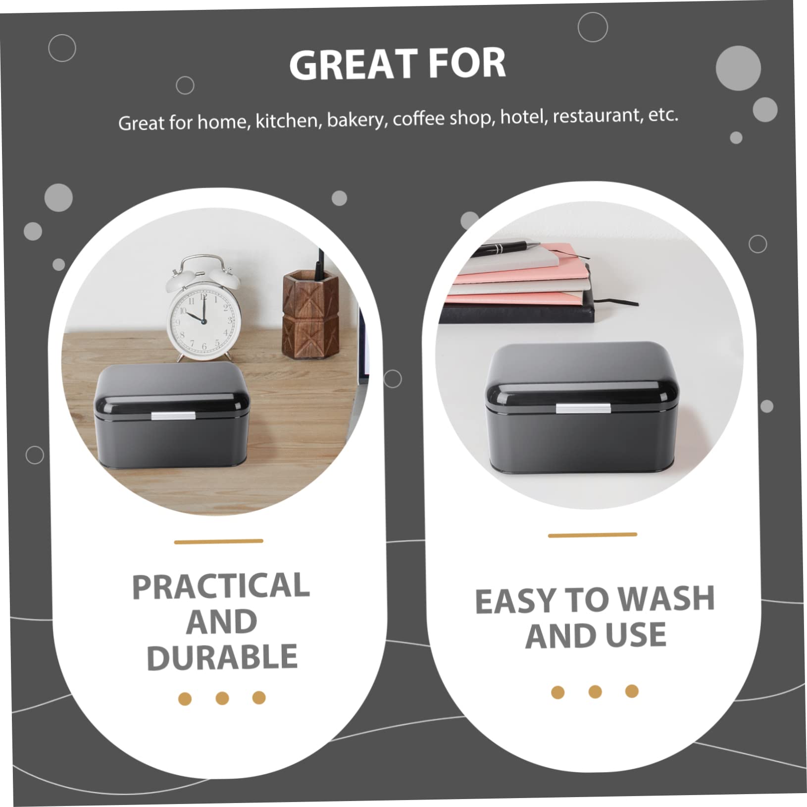PRETYZOOM Caja Retro de Hierro Negra para Cocina Multifuncional Cierre Hermético y Almacenamiento Fácil para Alimentos y Pan