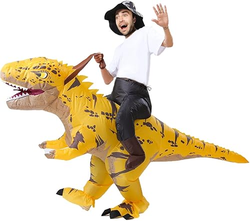 Miniatura 5 de MXoSUM Disfraz inflable de dinosaurio para adultos, disfraz de Halloween T-REX, divertido disfraz de dinosaurio inflable