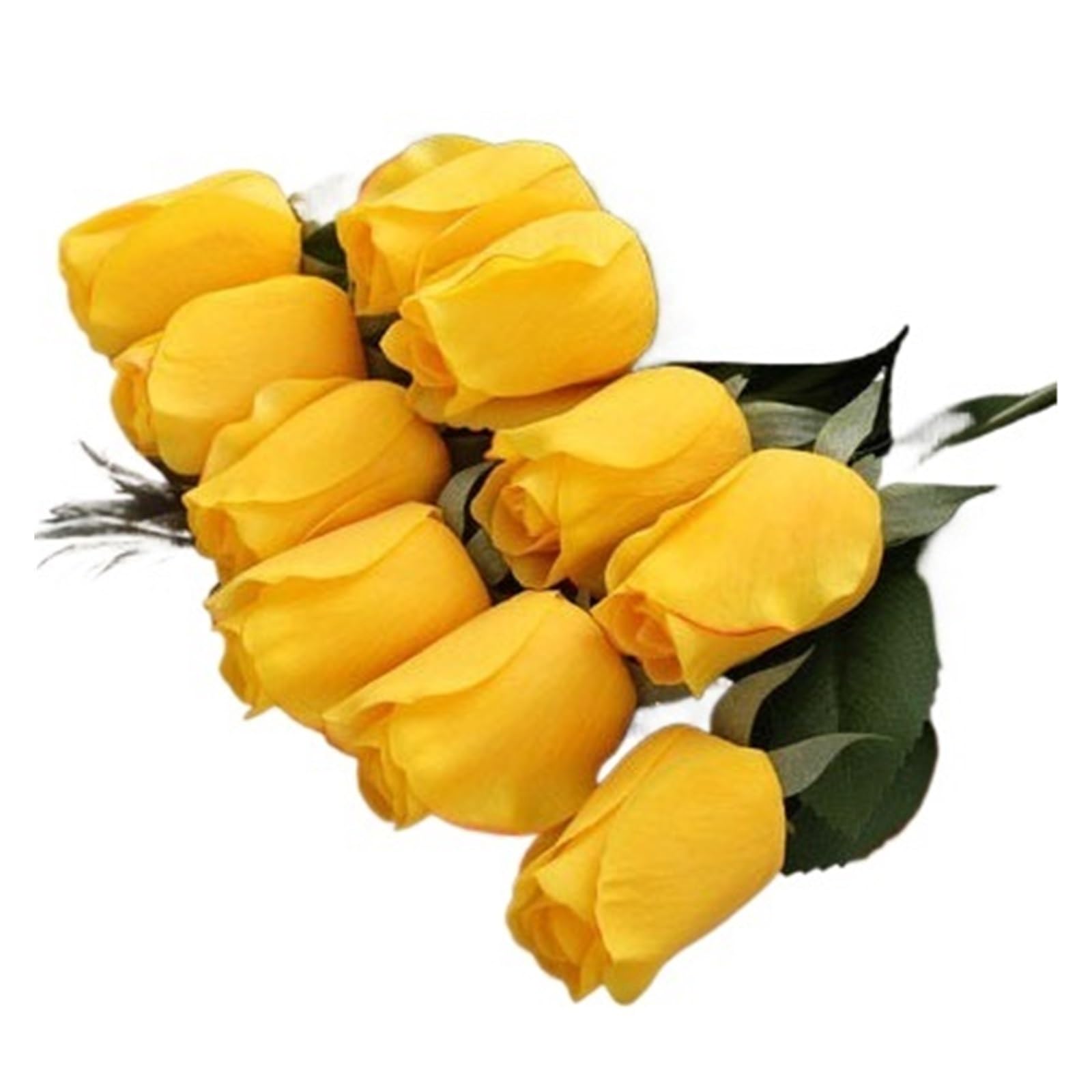 Casetlong 10Pcs Wedding Decor Artificial Flowers Holding Bouquet Home Party Flower Arrangement(Yellow)