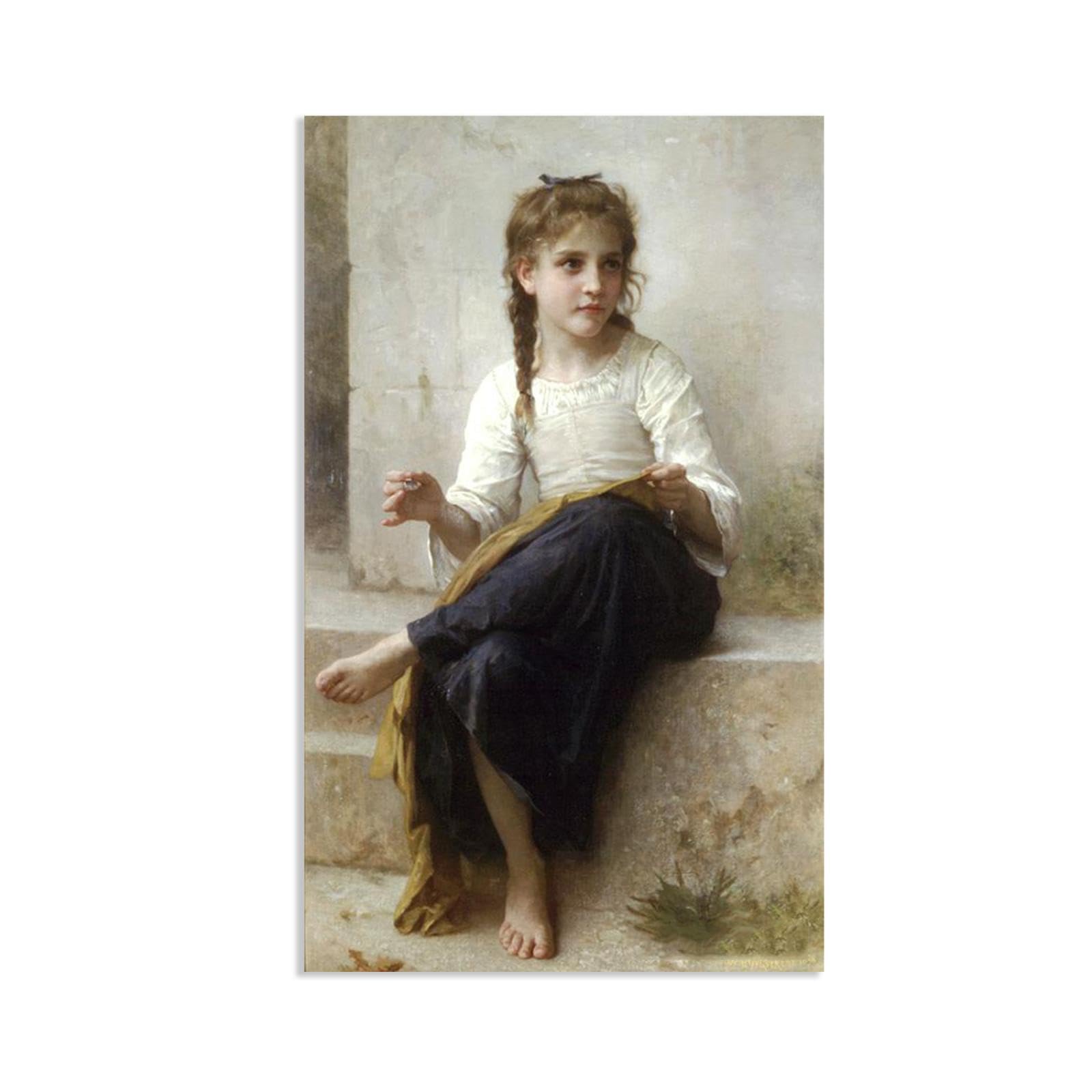 William-Adolphe Bouguereau Wall Art Sewing Print on Canvas Reproductions of Famous Paintings Wall Decor for Living Room Bedroom Bathroom Home Decor 50x30cm frameless