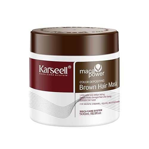 Karseell Mascarilla depositadora de color de cabello, acondicionador marrón para cabello teñido y decolorado, 16.9 fl oz
