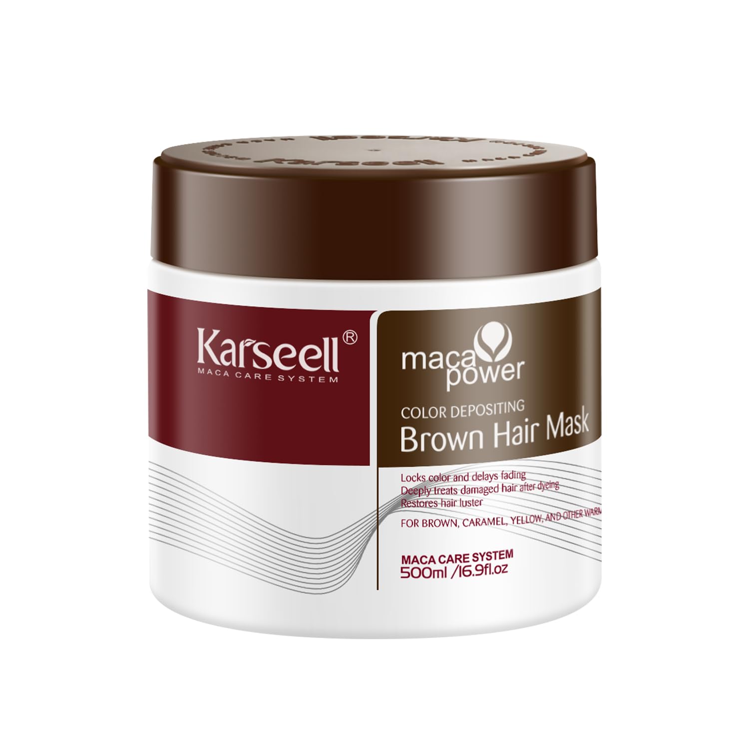 Karseell Braune Haarmaske – KEINE Haarfarbe – Für Zuvor Braune Gefärbtes, Trockenes & Geschädigtes Haar – 500 ml Color Depositing Mask