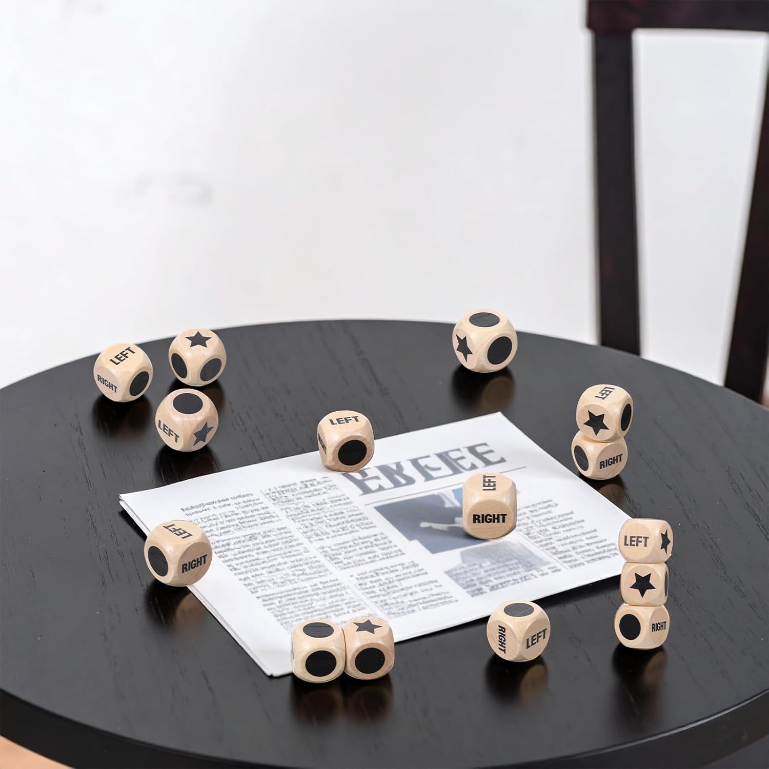 3Pcs Left Right Center Game Dice 1.2 Inch Fun Left Right Roll Dice Game Set Lotus Wood Dices with Drawstring Bag Wooden Dices Accessorie Easy to Store and Carry Around for Travel