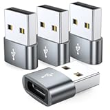 JXMOX USB C Female to USB Male Adapter 4-Pack&comma; Type C to USB A Charger Cable Converter&comma;Compatible with iPhone 11 12 13 14 15 16 17 Pro Max&comma;iPad Pro Air 4 Mini 6&comma;Samsung Galaxy S25 S24 S23 S22&comma;Pixel