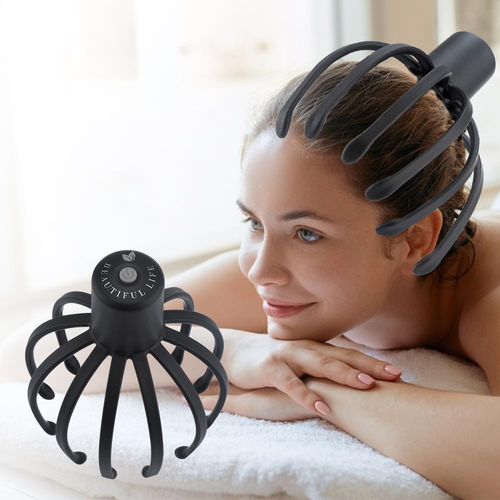 Masajeador eléctrico de pulpo para cuero cabelludo, masajeador de cabeza de pulpo, masajeador de cabeza inalámbrico, masajeador de cabeza de 360 grados con 3 modos, herramienta portátil de masaje del