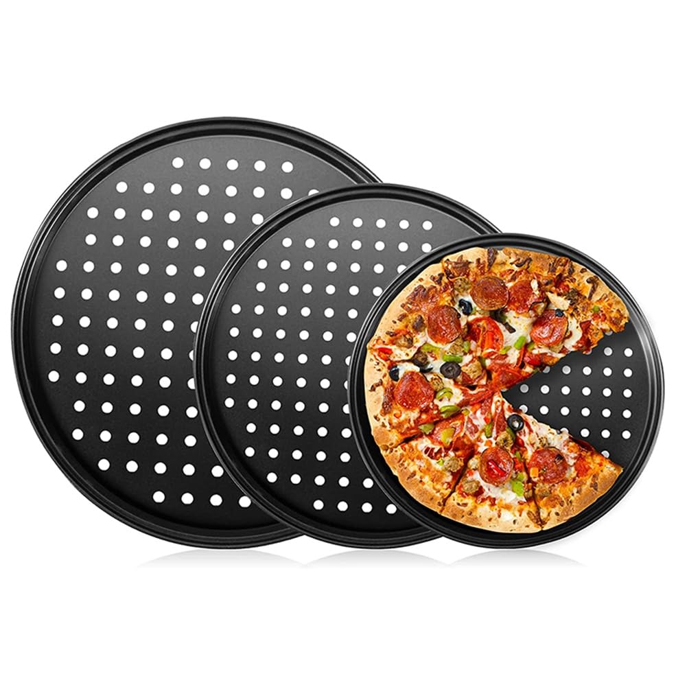 CTRLZS Pizza Tray Punching Baking Tray Non-Stick with Hole Pizza Mold Barbecue Tray Baking Mold Round Baking Tray