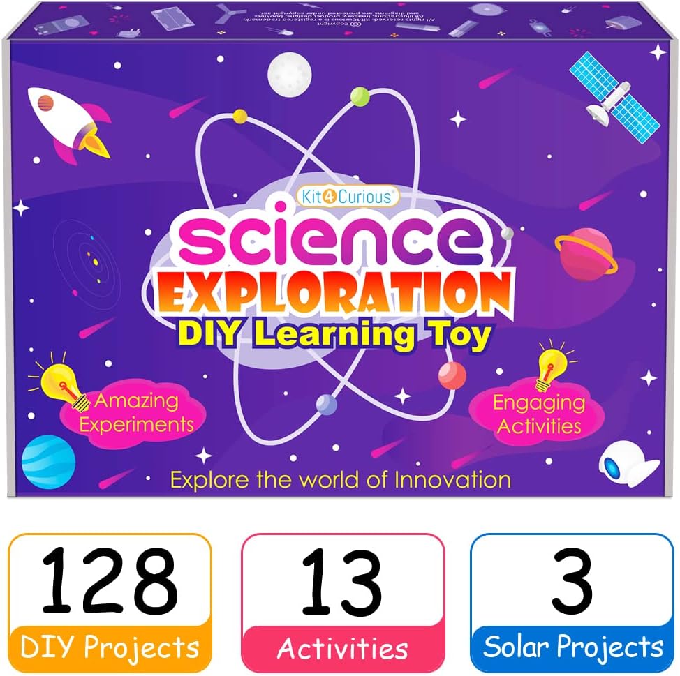 Kit4Curious 140 Experiments Science Projects DIY Gadgets Toy Educational Learning Kit - 140 Items in 1 Kit - Solar Energy, Steam Activities, Smart Gift for Boys & Girls