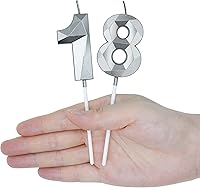 Vista 5 de Velas de cumpleaños número 18 y 81 para tartas, velas plateadas con forma de diamante 3D con forma de diamante, decoraciones de cumpleaños