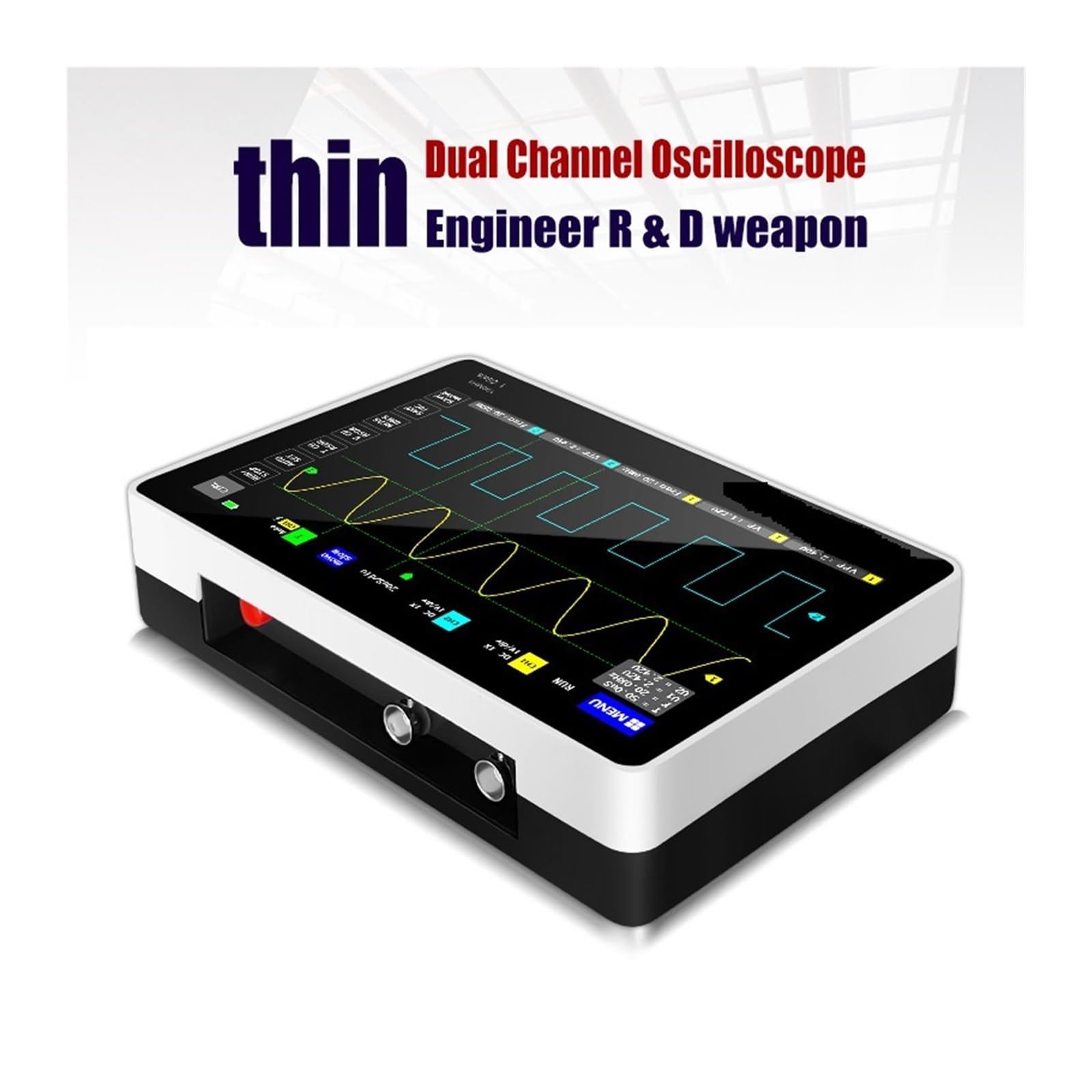 Osciloscopio, Osciloscopio de tableta digital Canal dual 100M Ancho banda 1GS Tasa muestreo Mini