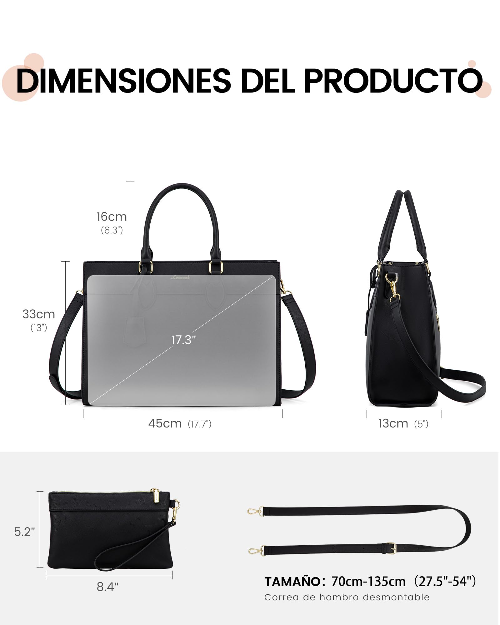 LOVEVOOK Bolso para Portátil de Mujer 15,6 Pulgadas, Bolso de Trabajo Grande Impermeable para Profesoras, Universidad y Oficina