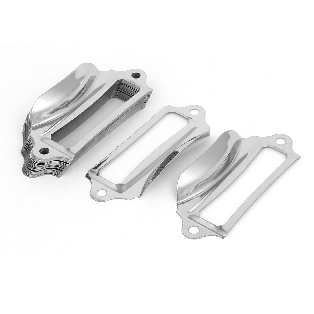 Sourcingmap Label Holder Pull Handles, Vintage Label Frame Drawer Knobs for Cabinet Cupboard Silvery 69x29mm Pack of 25 w Screws