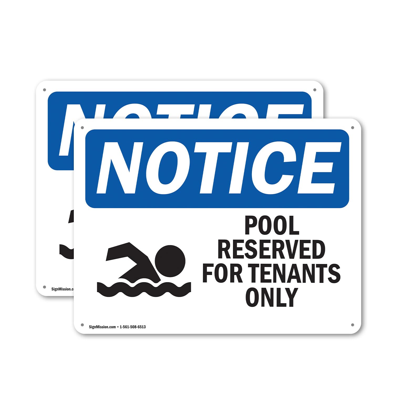 (2 Pack) Pool Reserved For Tenants Only With Symbol OSHA Notice Sign 10 Inch X 7 Inch Indoor/Outdoor Rust-Free Aluminum Metal Signs for Workplace,
