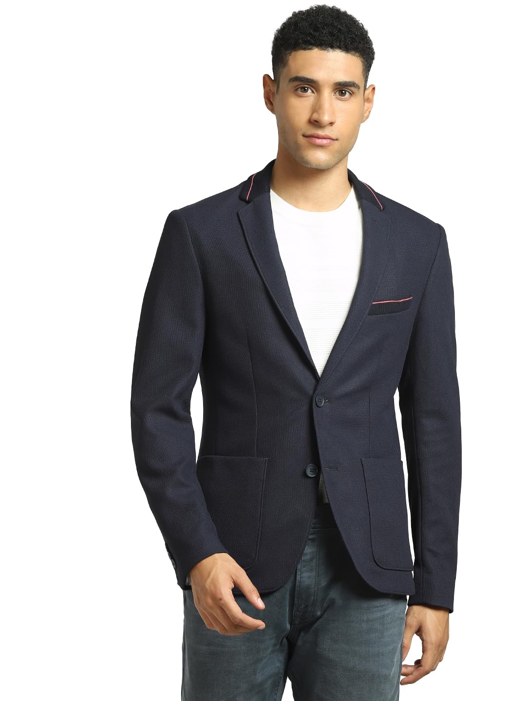 jack & jones Men Solid Notched Lapel Regular Fit Blue Single Breasted Blazer-picture-26
