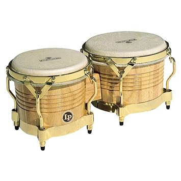LP Latin Percussion M201AW Matador Natural Finish Wood Bongos w/Gold Hardware