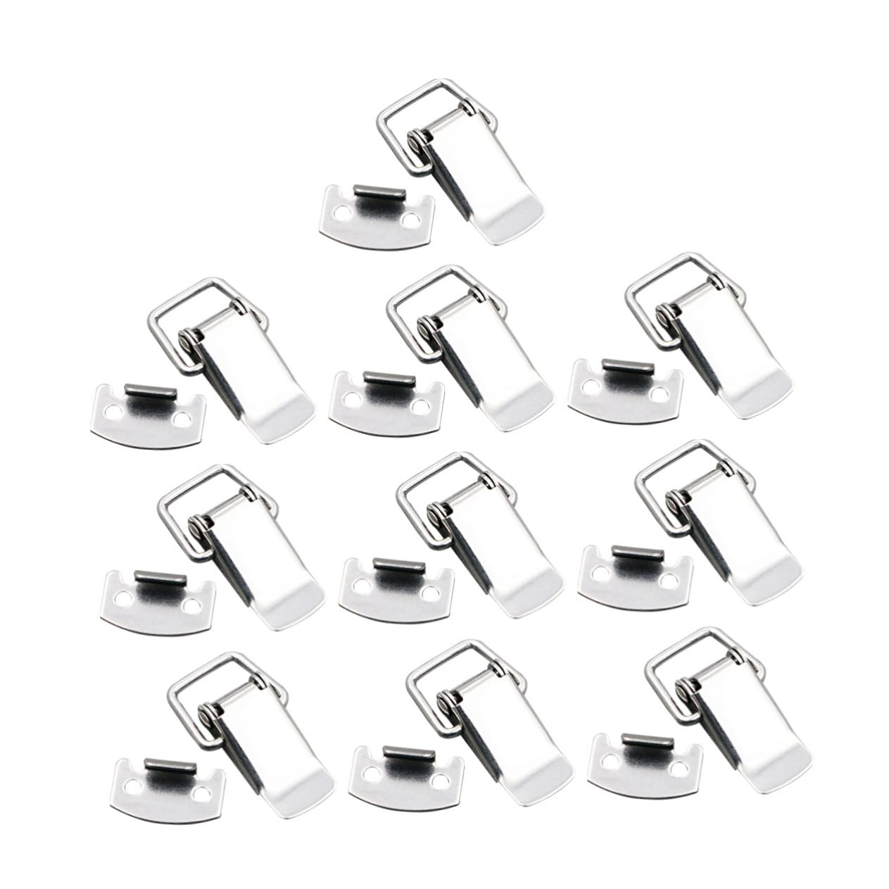 OSALADI 10pcs Box Stainless Steel Lock Latches Hardware Spring Loaded Spring Catch Spring Cabinet Catch Toggle Stainless Case Chest Clamp Toggle Catch Hasp Toggle Clamp Toggle Hasp Silver