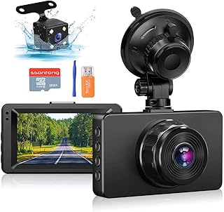 Dash Cam Front and Rear, Dashcam 1080P Full HD Car Dash Cam, 170°Wide Angle Dash Cams for Cars Front and Rear Dash Camera with SD Card, Car Camera Night Vision,G-Sensor,Loop Recording,Motion Detection