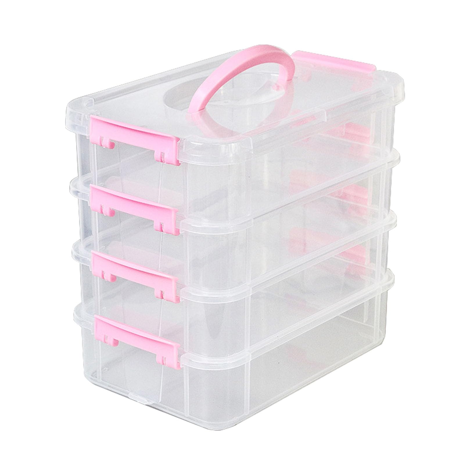 CHEOTIME Stackable Storage Box, Desktop Toy Blocks Organizer Box with Lid Storage Organizer Box for Bedroom (Roseate)