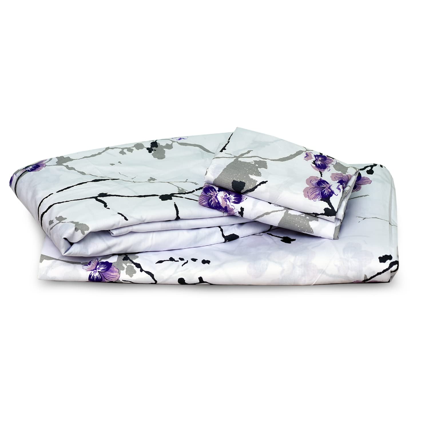 RAYBedding 4PCS King Size Duvet Cover Bed Set 100% Egyptian Cotton 400 TC Floral Pattern Duvet Cover King Set including Printed King Fitted Sheet & Pillow Cases 2 Pack - Image 9