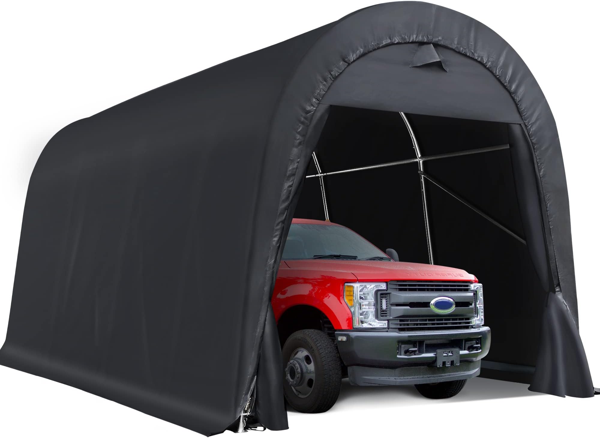 Marvoware 10' x 20’ x 9' ft Snow Resistant Heavy Duty Carport, Round Roof Storage Shed with Front & Rear Zipper Door for Full-Size Truck and Boat, Portable Garage Tent Shelter for Outdoor Use
