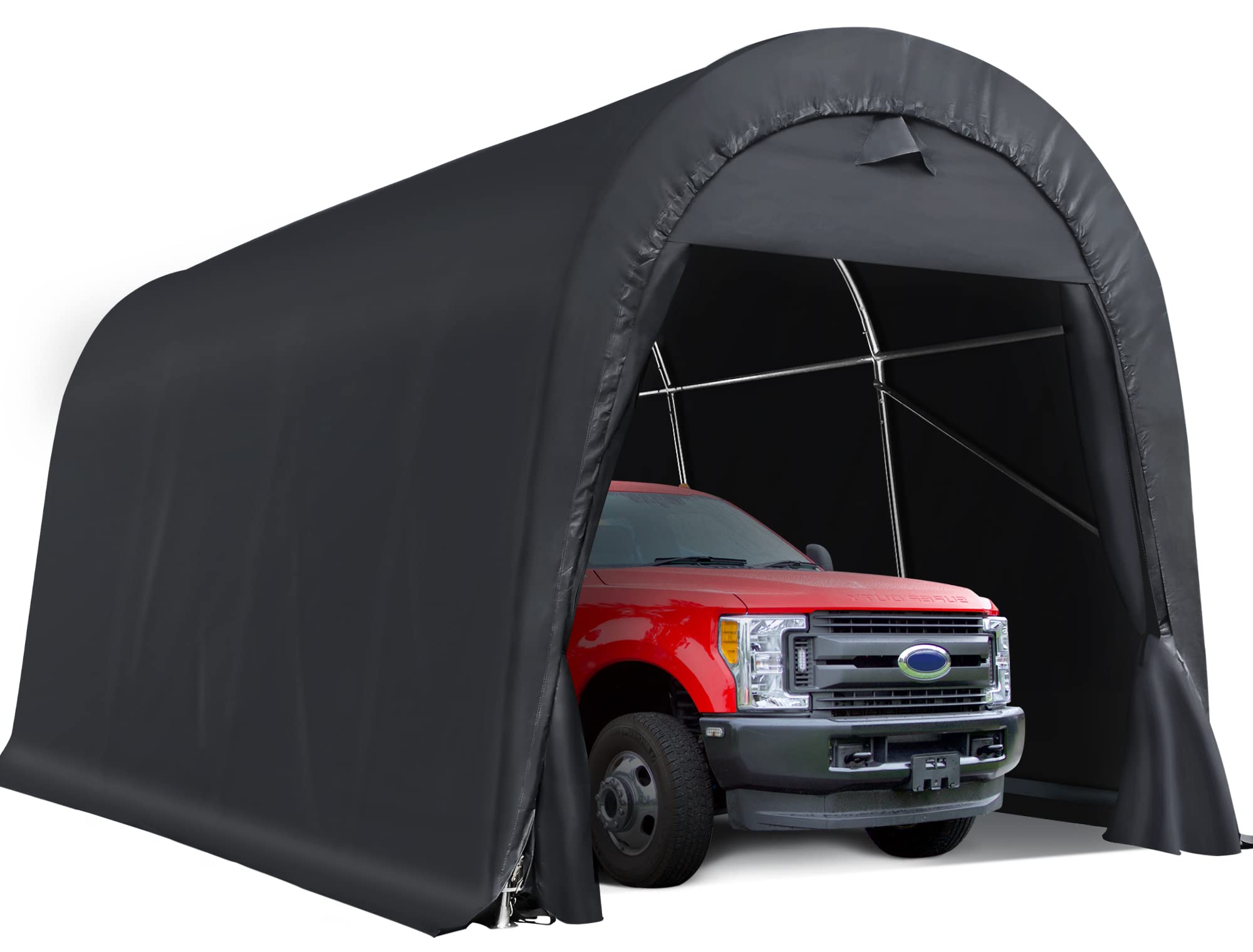 Marvoware 10' x 20’ x 9' ft Snow Resistant Heavy Duty Carport, Round Roof Storage Shed with Front & Rear Zipper Door for Full-Size Truck and Boat, Portable Garage Tent Shelter for Outdoor Use