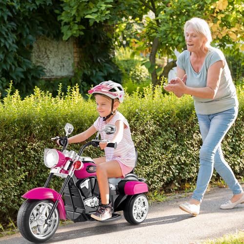 Image of Costzon 6V Ride on Chopper Kids Motorcycle with Horn, Headlight (Rose Red) | Battery Powered, 3-Wheel Stable Ride on Toys, Electric Toddler Motorcycle for Kids, Gift for Boys Girls
