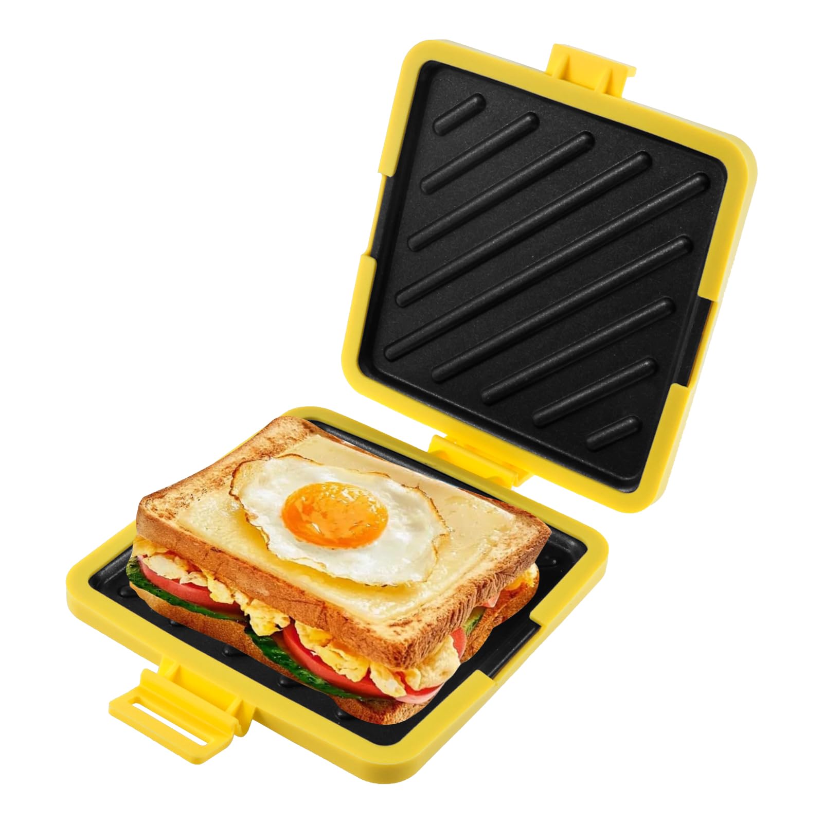 Microwave Toastie Sandwich Maker, Silicone Microwaveable Cookware Wireless Toastie Maker, Heatwave Technology Sandwich Toaster, Nonstick Plate Sandwich Maker for Cooking Crispy Sandwiches (Yellow)