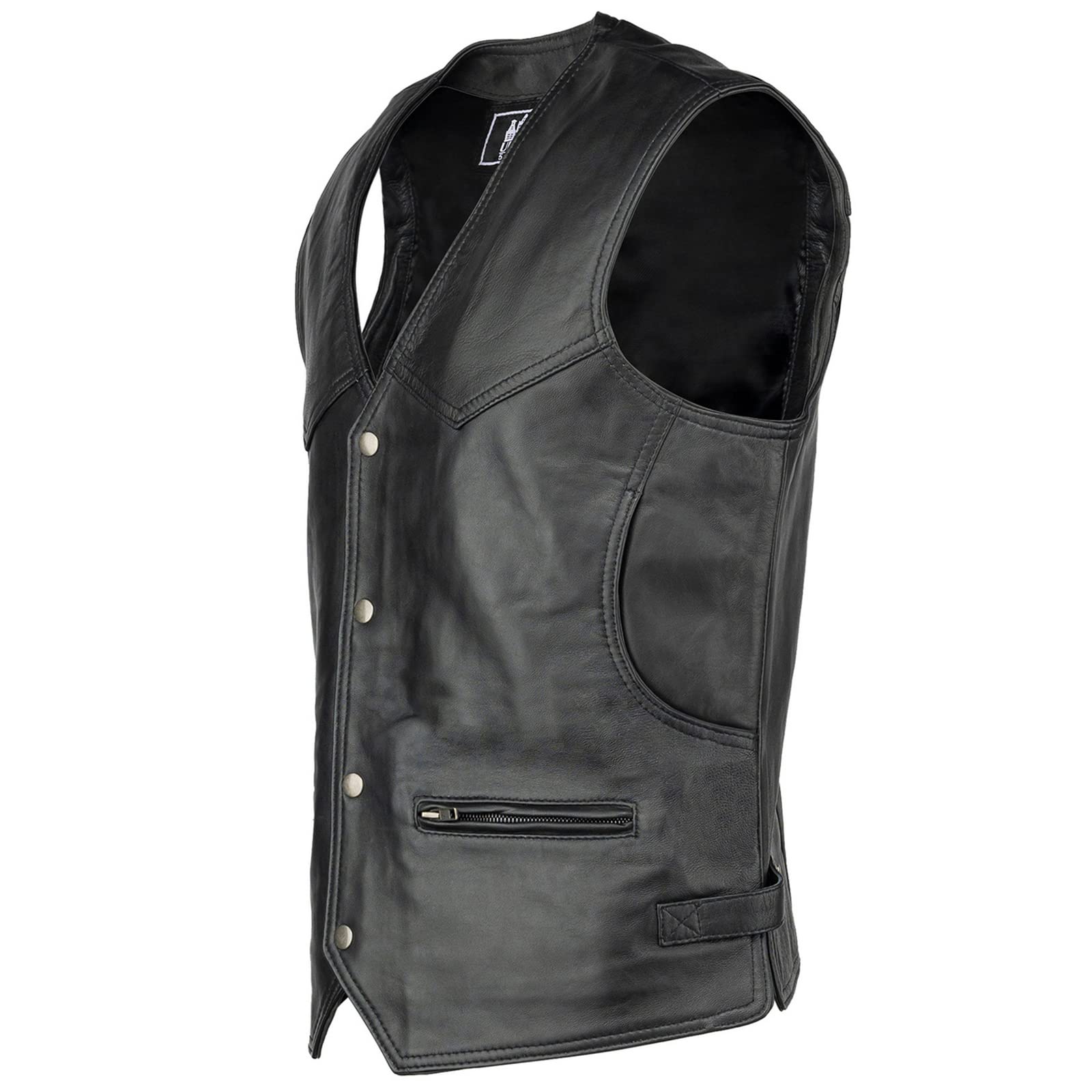 URBAN 5884 Billie Gilet en cuir Véritable moto, Peau de mouton confortable, Gilet moto avec fermeture à boutons Homme (lot de 1)