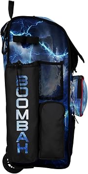 Boombah Rolling Superpack 2.0 Baseball/Softball Gear Bag - 23-1/2 x 13-1/2 x 9-1/2 - The Natural Black/Red/White - Telescopic Handle - Holds 4 Bats - Wheeled Version