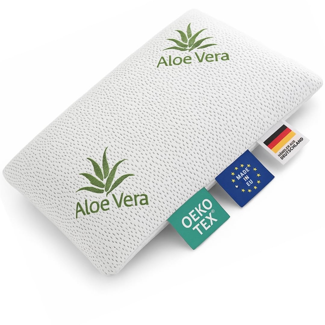 hERZtal Aloe Vera Memory-Schaum Kopfkissen, Waschbarer Bezug mit Aloe-Vera-Extrakt,  Ergonomisch fr Kopf und Nacken, Wei : Amazon.de: Kche, Haushalt & Wohnen