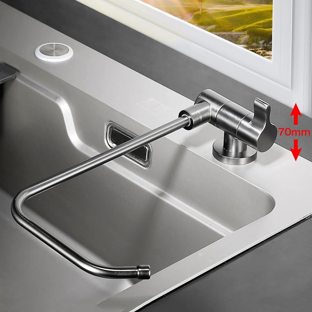 Grifo de filtro de agua giratorio de 360° para fregadero de cocina con diseño plegable para sistemas de ósmosis inversa, ahorra espacio, fácil de instalar, alto caudal y elegante