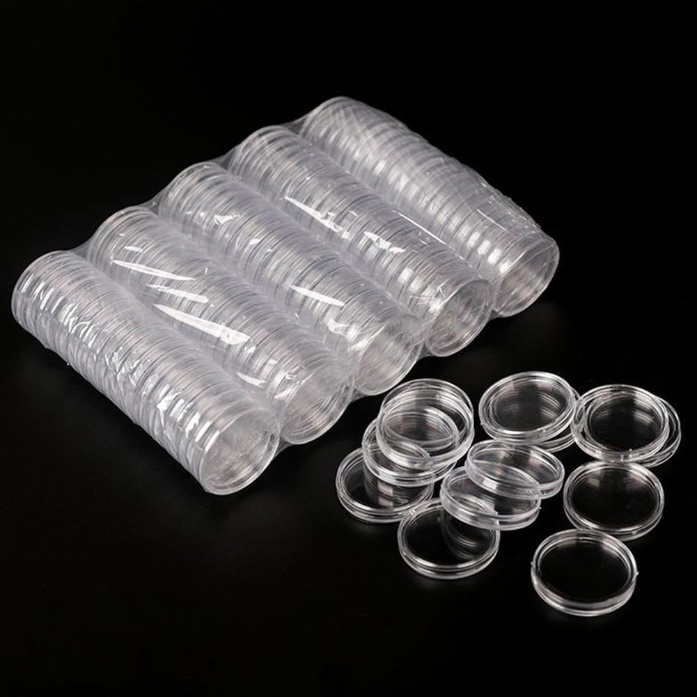Paquete de 100 cápsulas de monedas sin borde de 39 mm para monedas Britannia de plata de 1 onza – Fundas protectoras transparentes para coleccionistas de monedas