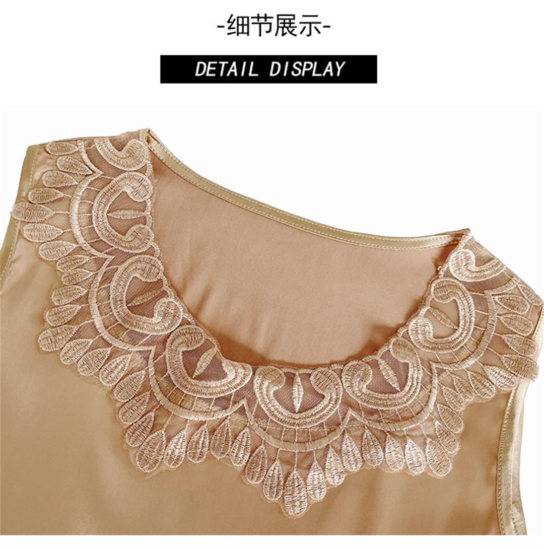 Canotta estiva casual da donna senza maniche con scollo rotondo in pizzo patchwork