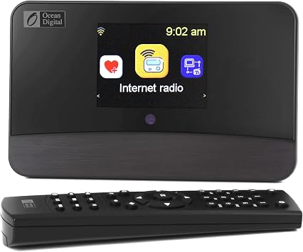 Ocean Digital WR-03M Internet Radio Receiver No Built-in Speaker with Bluetooth, FM, Wi-Fi, LAN, Optical & Line Out, UPnP/DLNA Streaming, Alarm Clock, Podcasts HiFi Component for Home Audio System