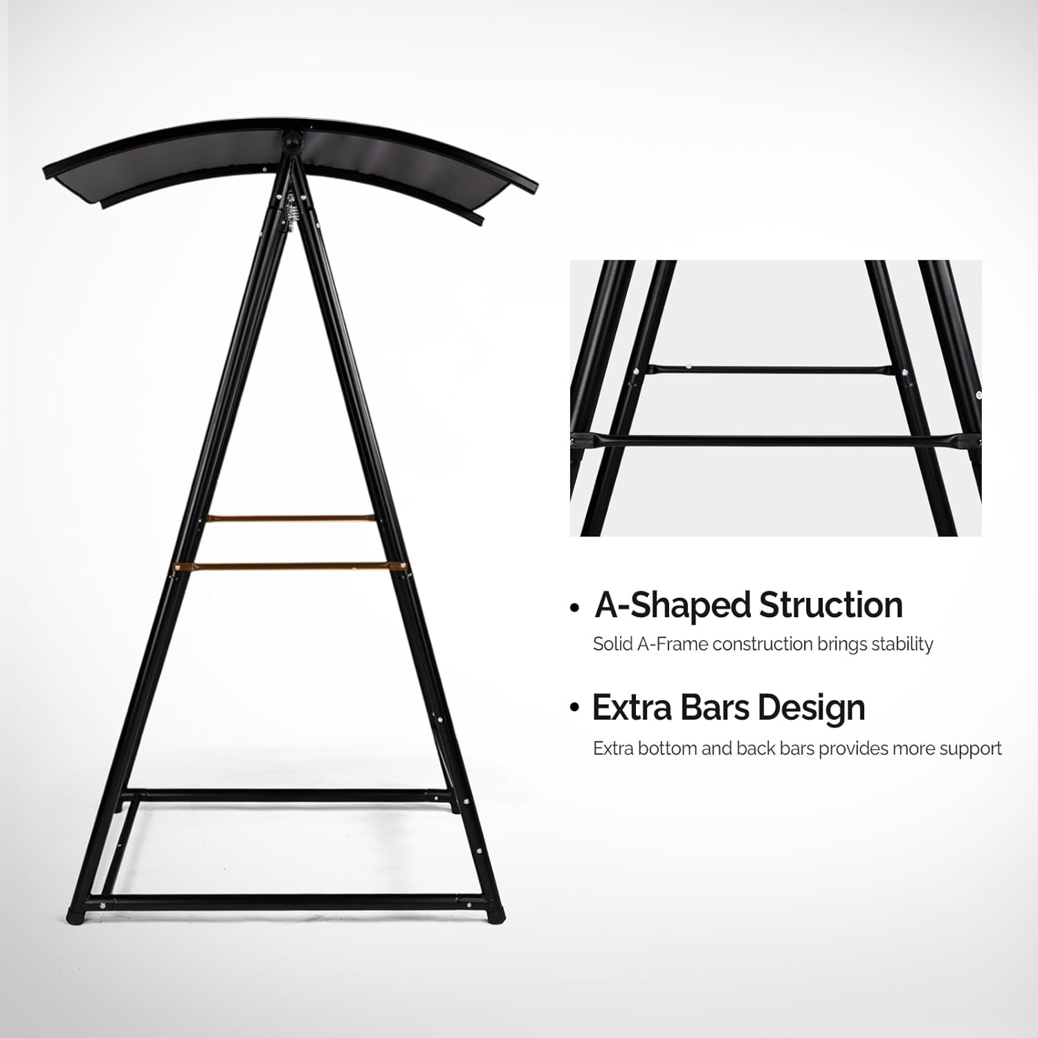 Outvita Outdoor Hammock Chair Stand, Heavy Duty A-Frame Metal Swing Stand with Powder-Coated Finish and Shade Canopy for Yard, Porch, Paito, Inside Room