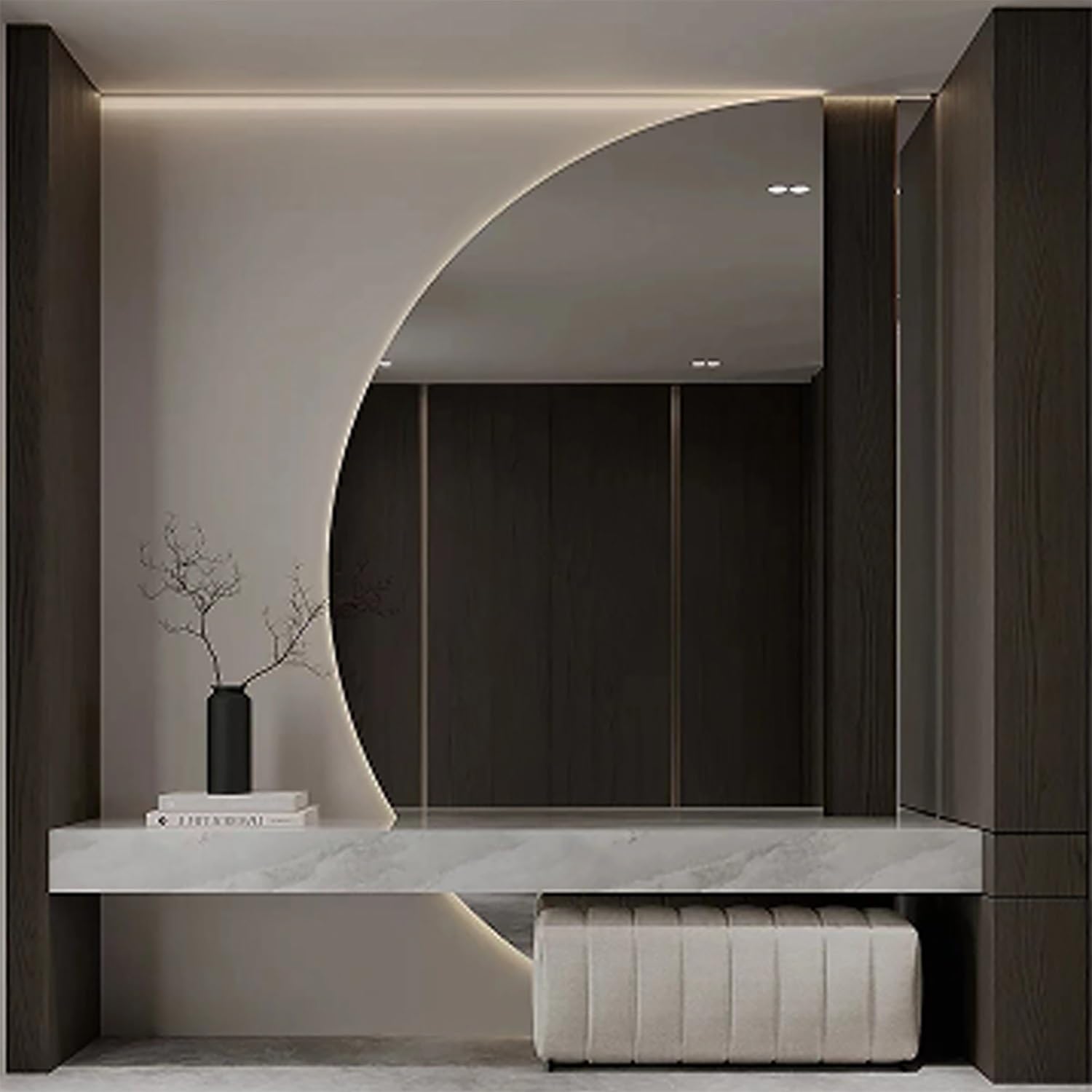 Miroir demi-cercle rétroéclairé 90cm avec anti-buée pour vanité