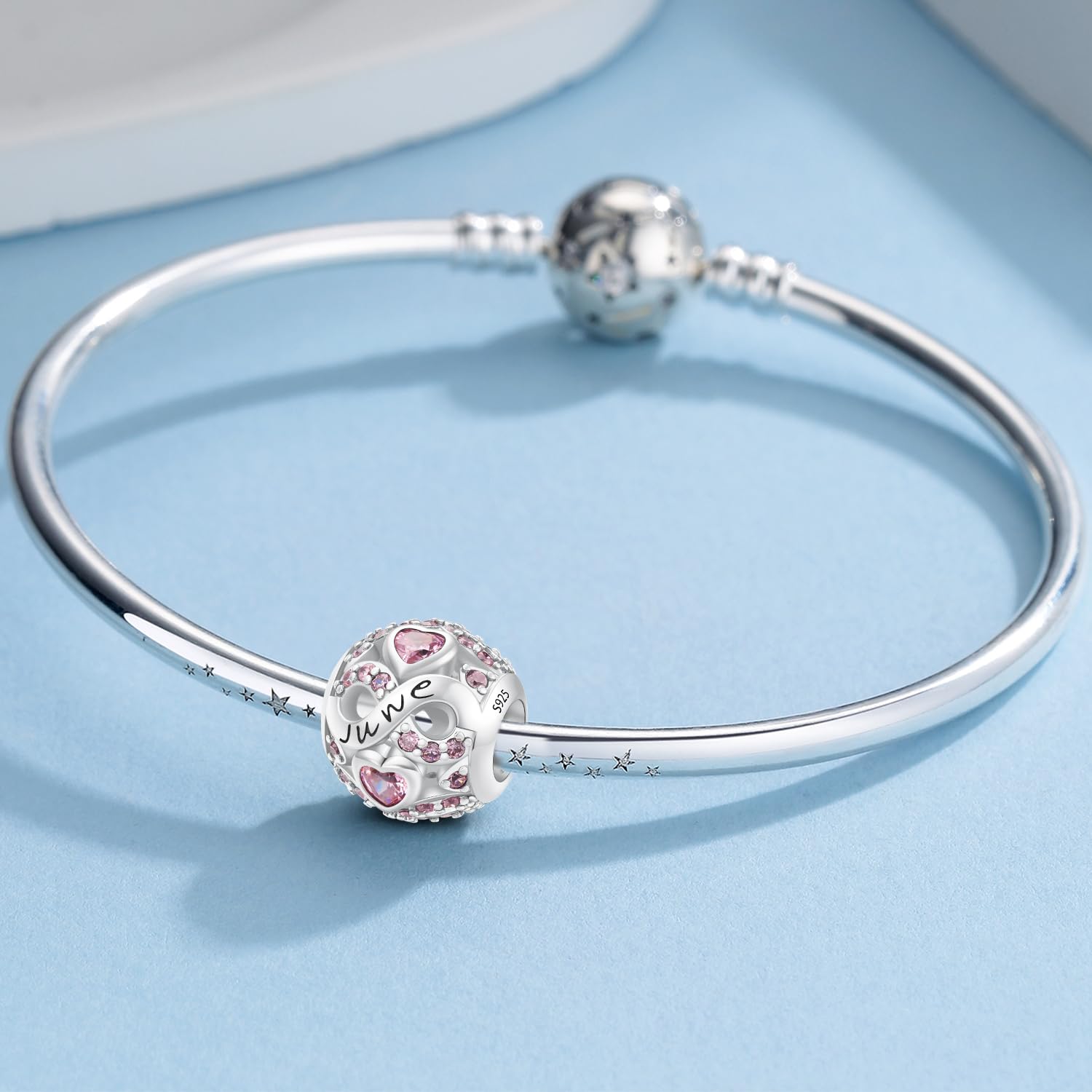 HappyStar Birthstone Charms Colgante de plata 925 Abalorios para pulseras, Compatible Pandora Pulseras plata mujer Europeos para mujeres Original Piedra Natal Encantos